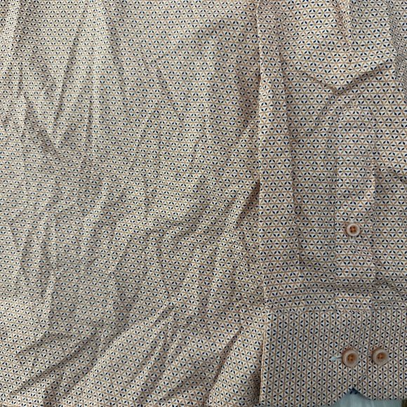 Johnston & Murphy mens L orange geo pattern button down shirt long sleeve - Picture 3 of 10